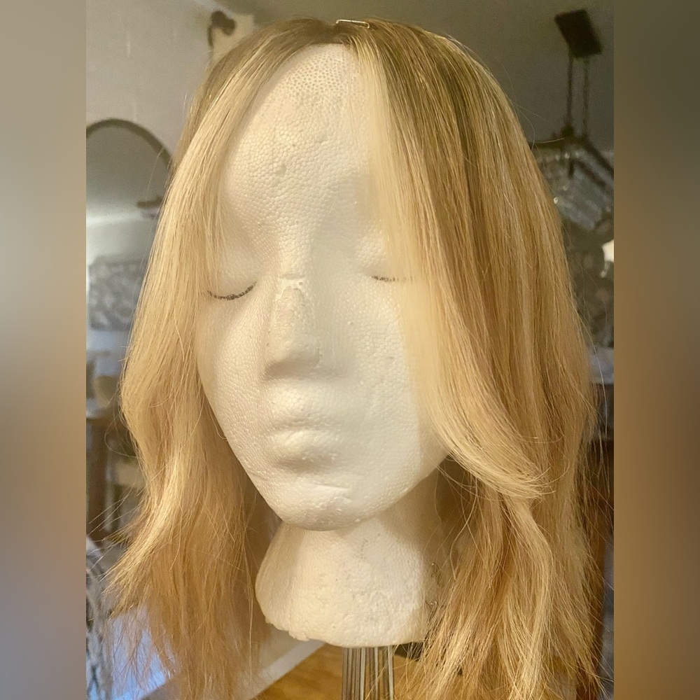 100% Uniwigs Remy Human Hair Topper Great condition! Rooted blonde